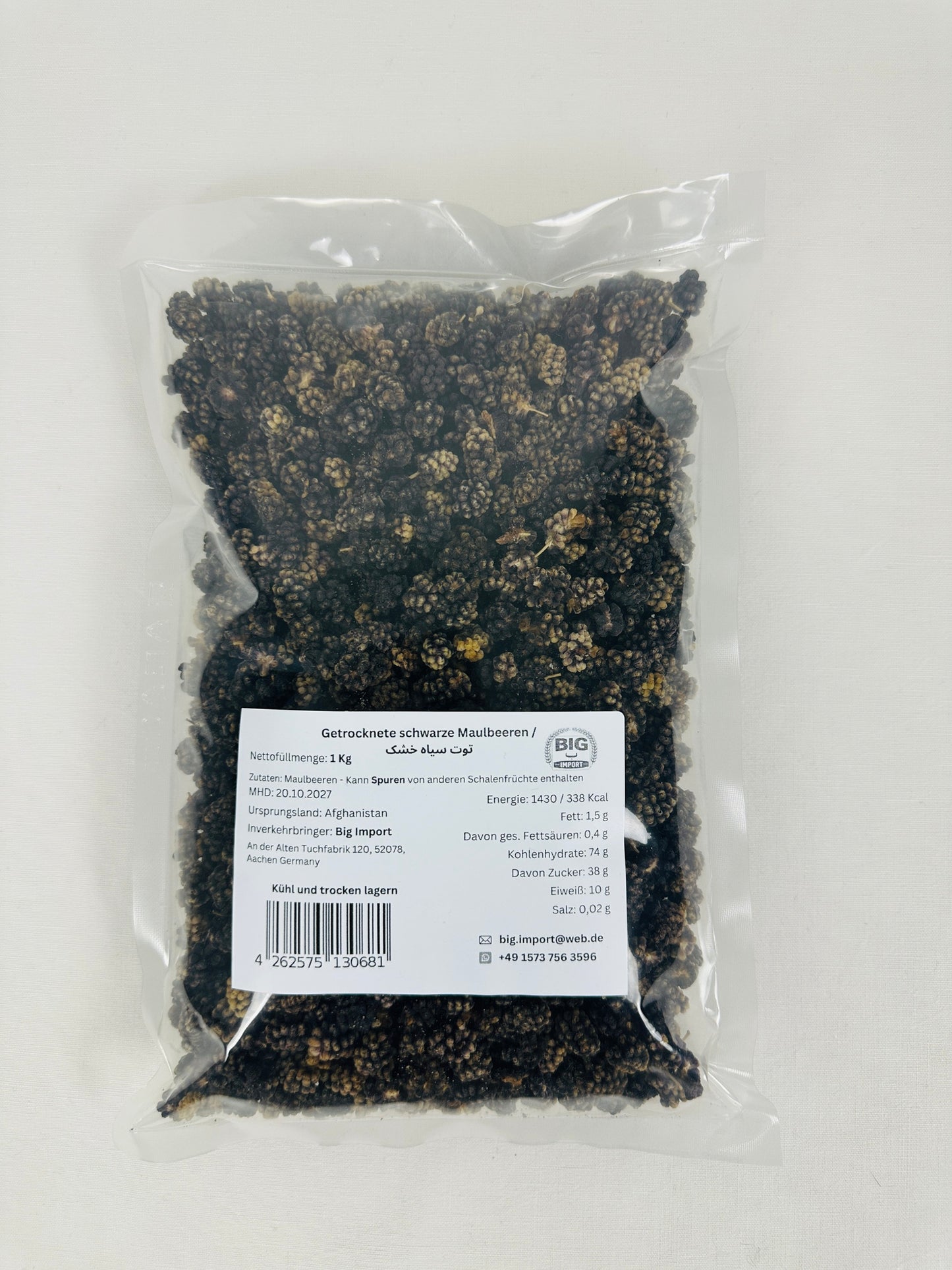 Getrocknete schwarze Maulbeeren