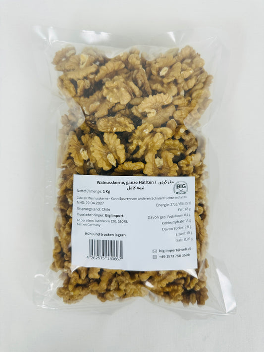 Walnusskerne, ganz Hälfte