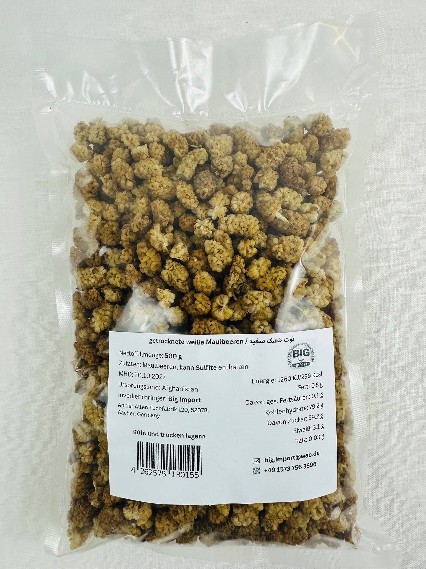 getrocknete weiße Maulbeeren